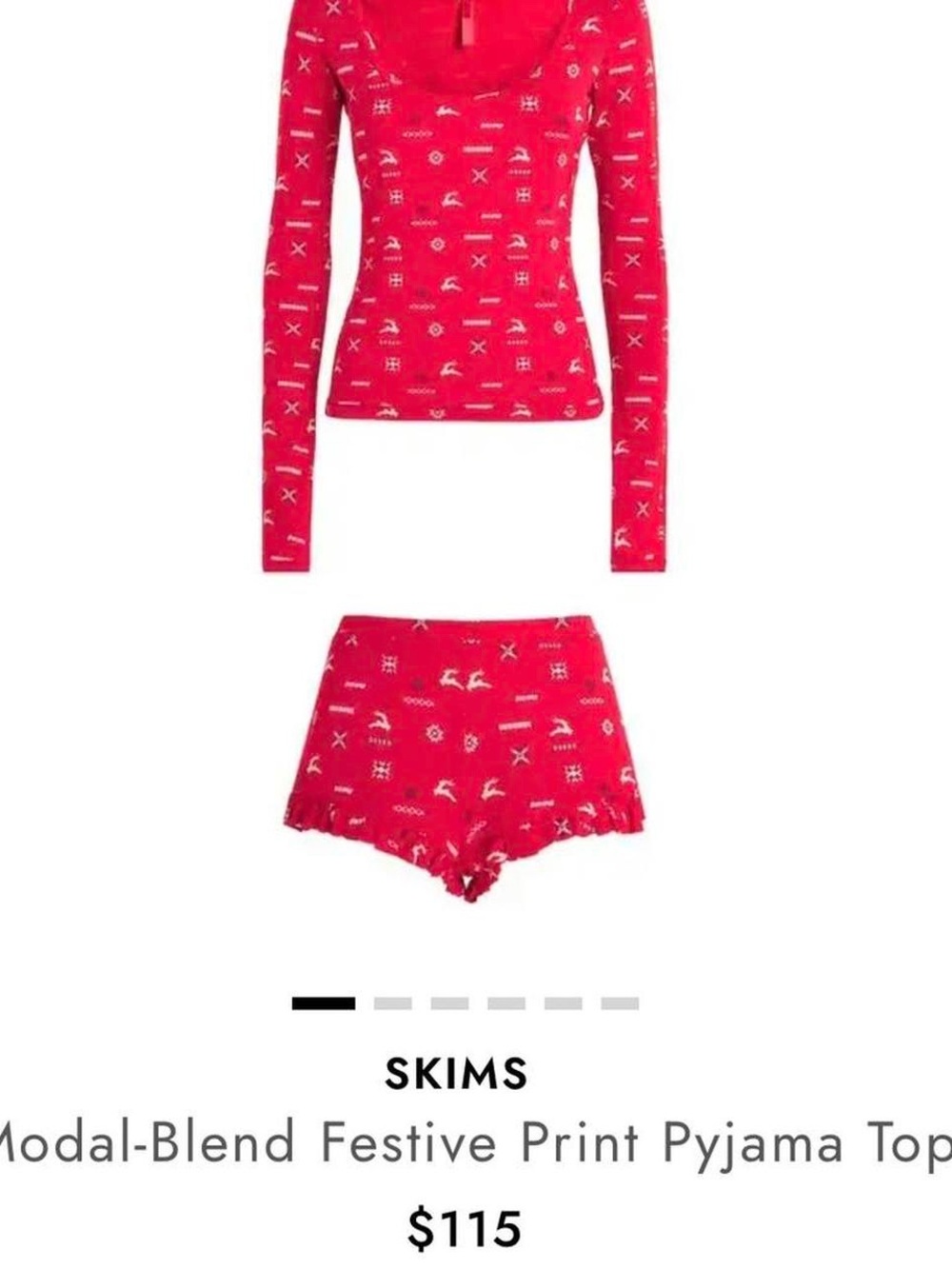 SKIMS Red Festive-Print Long-Sleeve Rashguard & Shorts Set